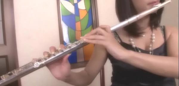  Asian fluteist Yayoi playing meaty flutes